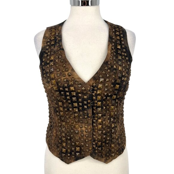 Cecilia De Bucourt Studded Vest Brown Black Tie-Dye Size Medium NWT - Picture 1 of 12